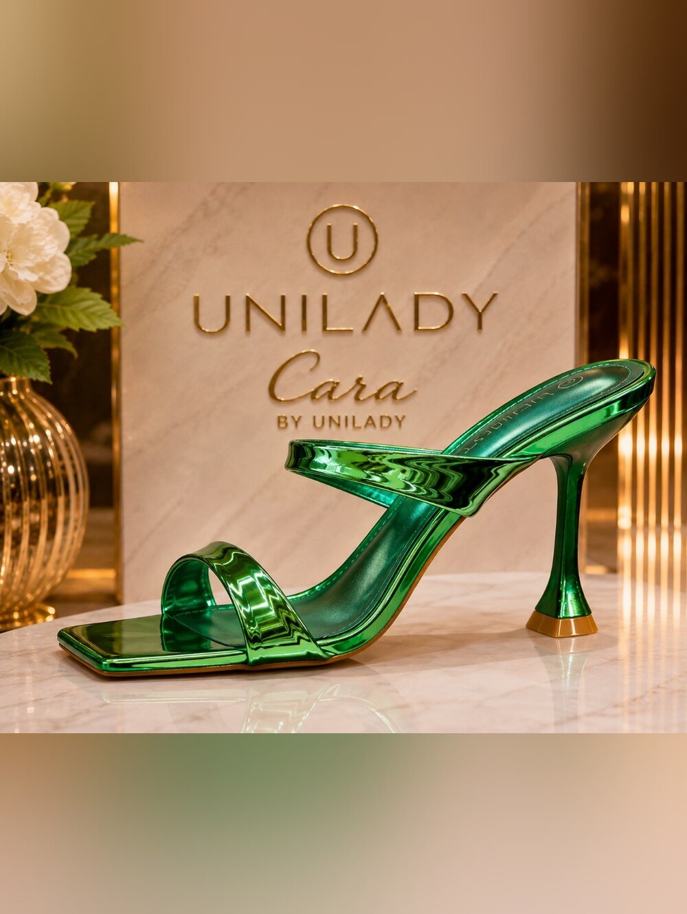 💚 Unilady “Cara” Metallic Green Heels – Size 7 – New in Box